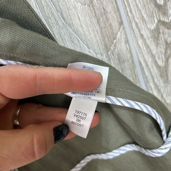 Lands End Linen Olive Green Open Front Boxy Blazer Jacket 20W - Picture 8 of 13